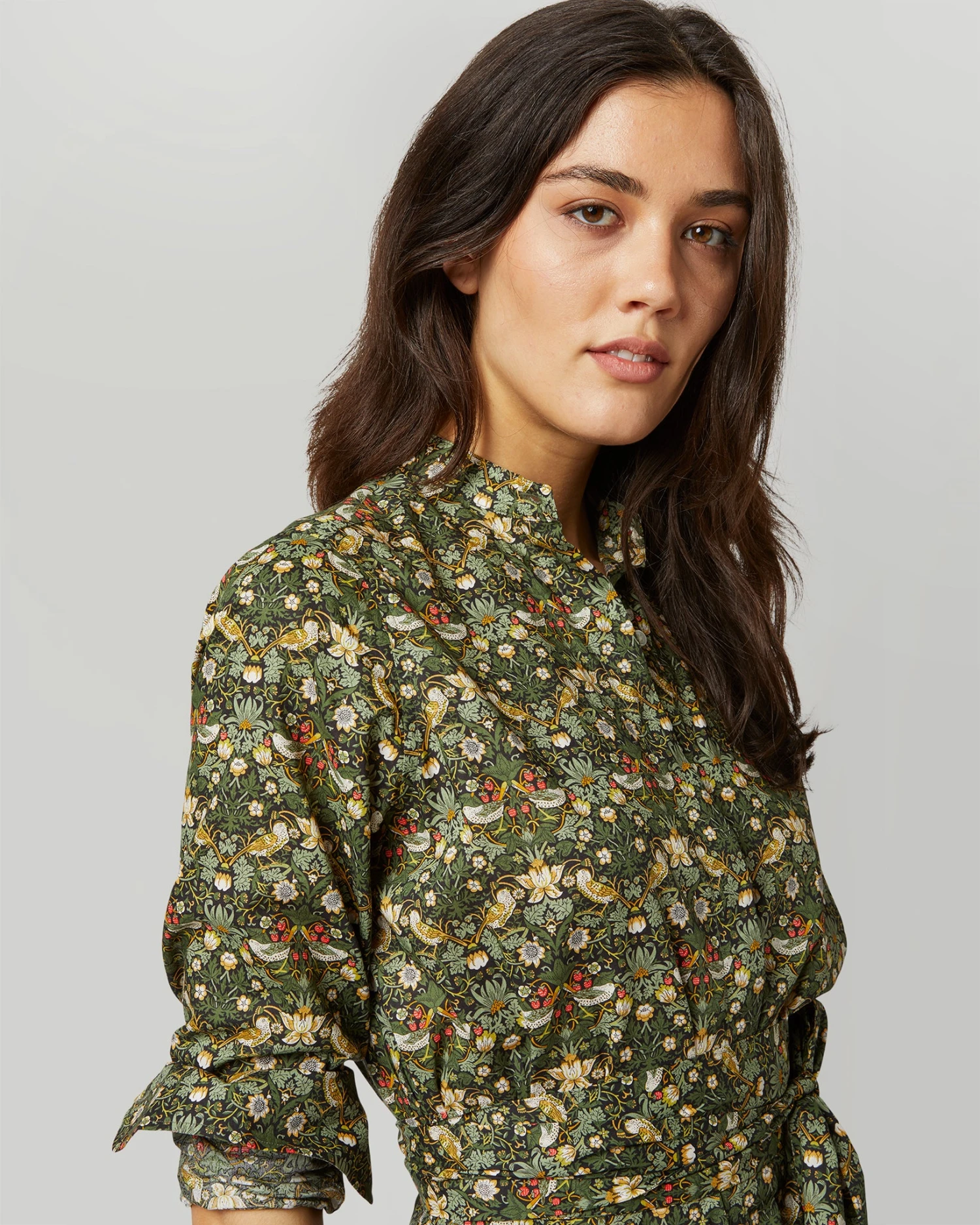 Long-Sleeved Gianna Dress In Hunter Multi Strawberry Thief Liberty Fabric 3 Long-Sleeved Gianna Dress In Hunter Multi Strawberry Thief Liberty Fabric - Image 2