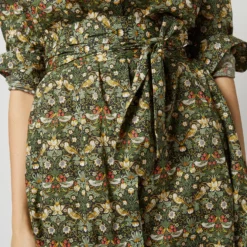 Long-Sleeved Gianna Dress In Hunter Multi Strawberry Thief Liberty Fabric 20 Long-Sleeved Gianna Dress In Hunter Multi Strawberry Thief Liberty Fabric -Modezzia Sales S71392 474