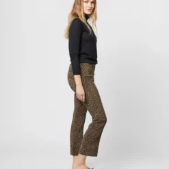 Faye Flare Cropped Pant In Olive Leopard -Modezzia Sales S71393 1748