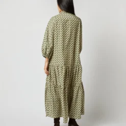 Isla Shirtdress In Ivory Multi Peacock Feathers Habotai -Modezzia Sales S71394 1874