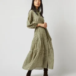 Isla Shirtdress In Ivory Multi Peacock Feathers Habotai -Modezzia Sales S71394 1906