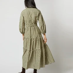 Isla Shirtdress In Ivory Multi Peacock Feathers Habotai -Modezzia Sales S71394 1929