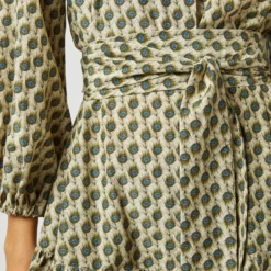 Isla Shirtdress In Ivory Multi Peacock Feathers Habotai -Modezzia Sales S71394 2009