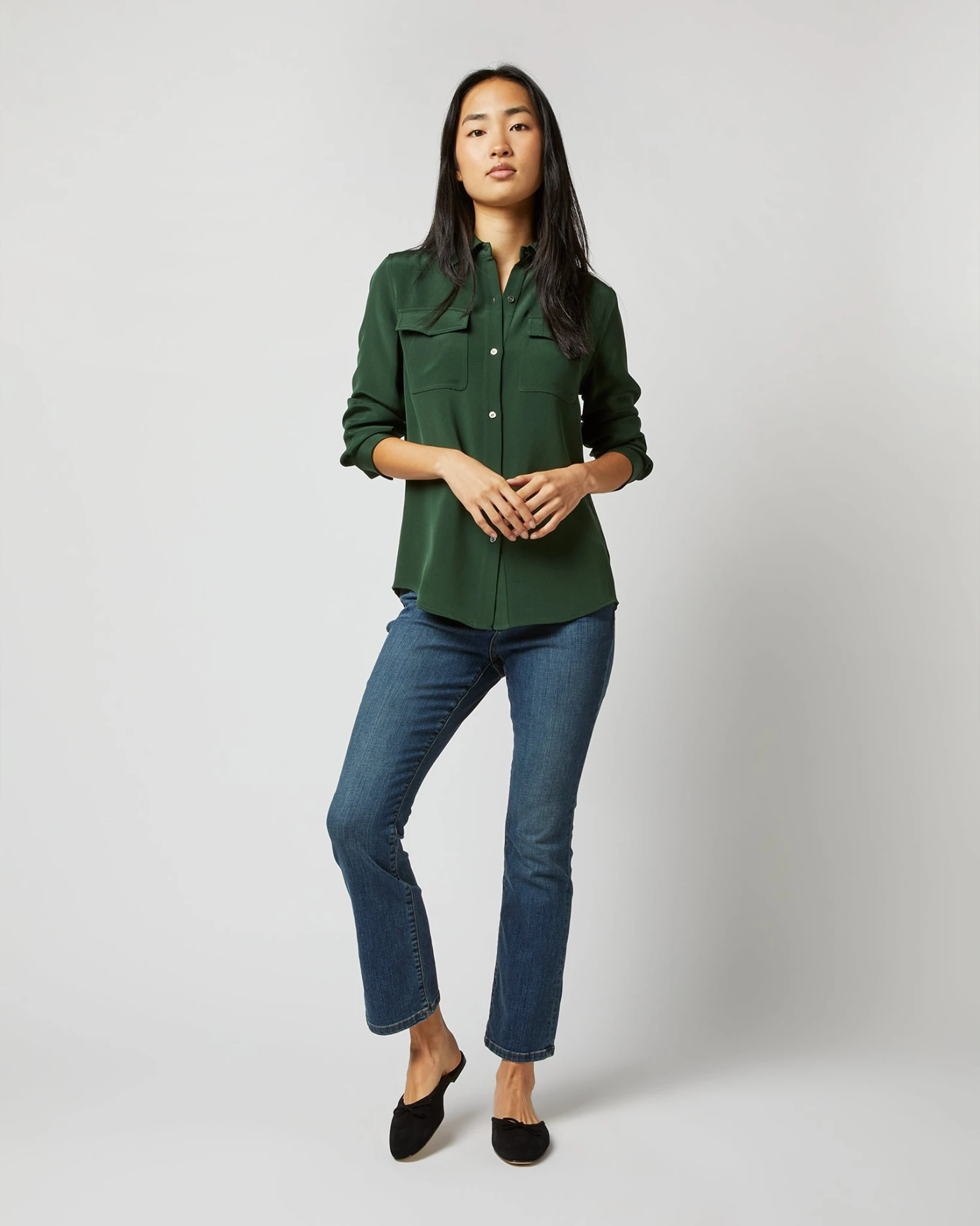 Hannah Blouse In Hunter Silk Crepe De Chine 7 Hannah Blouse In Hunter Silk Crepe De Chine - Image 5