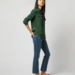 Hannah Blouse In Hunter Silk Crepe De Chine 12 Hannah Blouse In Hunter Silk Crepe De Chine -Modezzia Sales S71397 1047