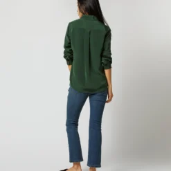 Hannah Blouse In Hunter Silk Crepe De Chine 13 Hannah Blouse In Hunter Silk Crepe De Chine -Modezzia Sales S71397 1057