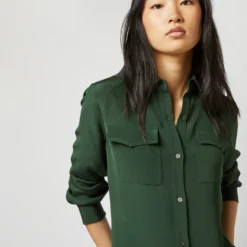 Hannah Blouse In Hunter Silk Crepe De Chine 15 Hannah Blouse In Hunter Silk Crepe De Chine -Modezzia Sales S71397 1089