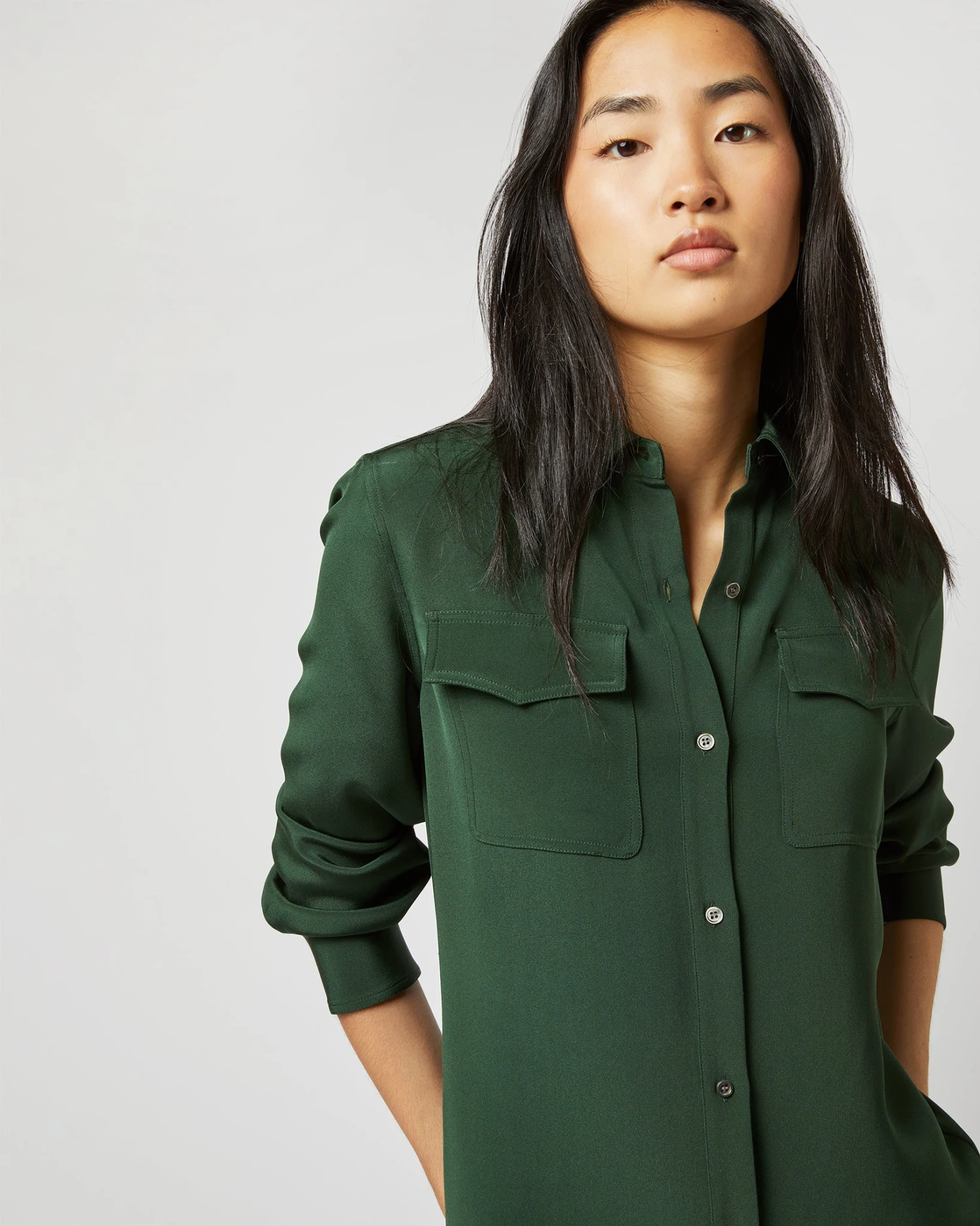 Hannah Blouse In Hunter Silk Crepe De Chine 8 Hannah Blouse In Hunter Silk Crepe De Chine - Image 6