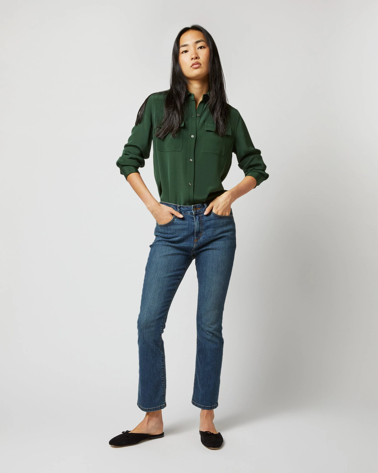Hannah Blouse In Hunter Silk Crepe De Chine 9 Hannah Blouse In Hunter Silk Crepe De Chine - Image 7