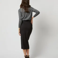 Long Pull-On Skirt In Black Ponte Knit -Modezzia Sales S71398 2317