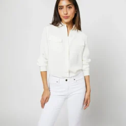 Hannah Blouse In Ivory Silk Crepe De Chine -Modezzia Sales S71401 1551