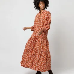 Isla Shirtdress In Orange Autumn Floral Crinkle Cotton 19 Isla Shirtdress In Orange Autumn Floral Crinkle Cotton -Modezzia Sales S71402 841