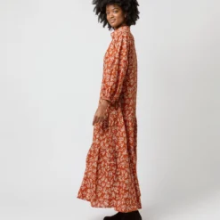 Isla Shirtdress In Orange Autumn Floral Crinkle Cotton 20 Isla Shirtdress In Orange Autumn Floral Crinkle Cotton -Modezzia Sales S71402 845