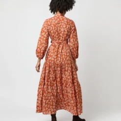 Isla Shirtdress In Orange Autumn Floral Crinkle Cotton 16 Isla Shirtdress In Orange Autumn Floral Crinkle Cotton -Modezzia Sales S71402 895
