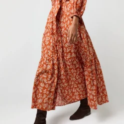 Isla Shirtdress In Orange Autumn Floral Crinkle Cotton 18 Isla Shirtdress In Orange Autumn Floral Crinkle Cotton -Modezzia Sales S71402 976