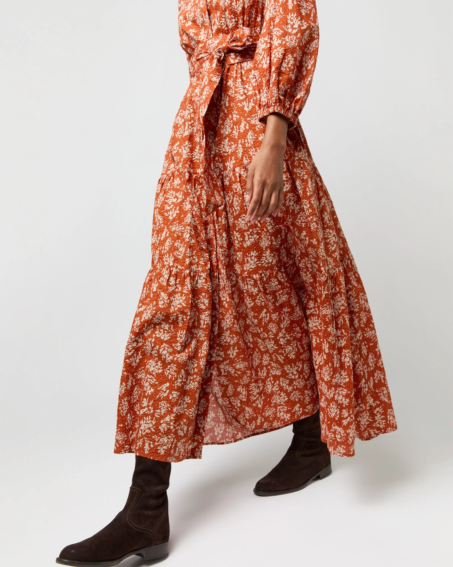 Isla Shirtdress In Orange Autumn Floral Crinkle Cotton 9 Isla Shirtdress In Orange Autumn Floral Crinkle Cotton - Image 7