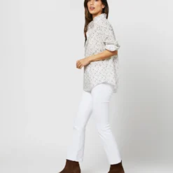 Frill Shirt In Ivory/Lavender Emma Victoria Liberty Fabric 11 Frill Shirt In Ivory/Lavender Emma Victoria Liberty Fabric -Modezzia Sales S71404 2254