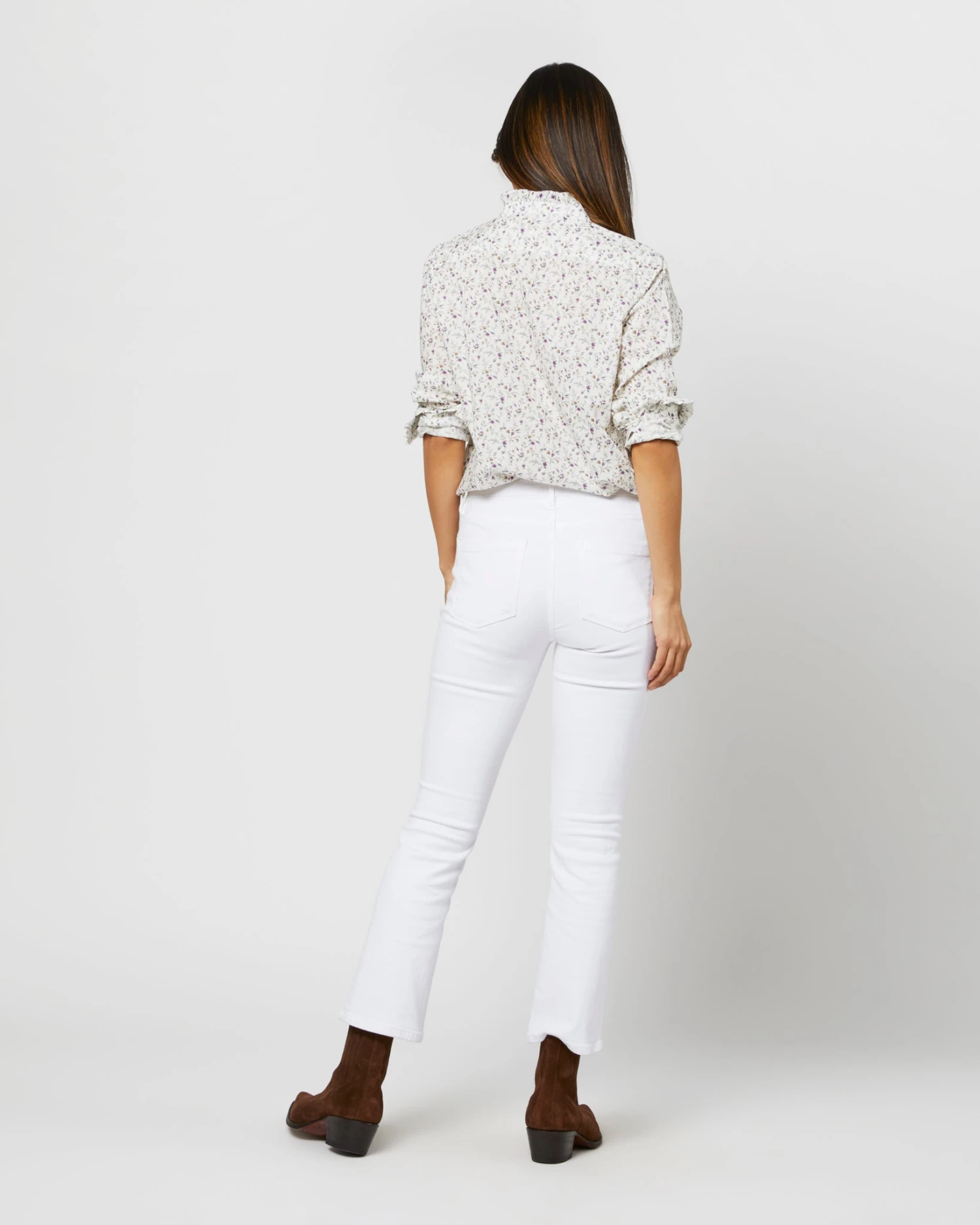 Frill Shirt In Ivory/Lavender Emma Victoria Liberty Fabric 6 Frill Shirt In Ivory/Lavender Emma Victoria Liberty Fabric - Image 4