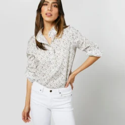 Frill Shirt In Ivory/Lavender Emma Victoria Liberty Fabric 10 Frill Shirt In Ivory/Lavender Emma Victoria Liberty Fabric -Modezzia Sales S71404 2342