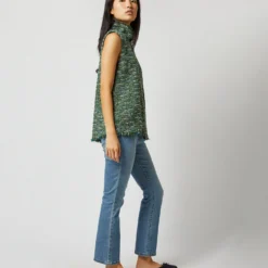 Sleeveless Ana Fringe Top In Green/Pink Tweed 13 Sleeveless Ana Fringe Top In Green/Pink Tweed -Modezzia Sales S71405 6119