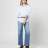 Anaya Popover Shirt In Light Blue Stripe Poplin 2 Anaya Popover Shirt In Light Blue Stripe Poplin -Modezzia Sales S71406 2161