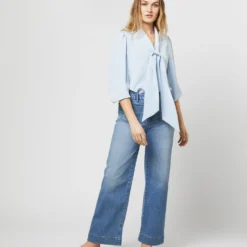 Helene Tie-Neck Blouse In Pale Blue Silk Crepe De Chine 11 Helene Tie-Neck Blouse In Pale Blue Silk Crepe De Chine -Modezzia Sales S71408 2375
