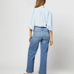 Helene Tie-Neck Blouse In Pale Blue Silk Crepe De Chine 13 Helene Tie-Neck Blouse In Pale Blue Silk Crepe De Chine -Modezzia Sales S71408 2384