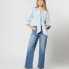 Helene Tie-Neck Blouse In Pale Blue Silk Crepe De Chine