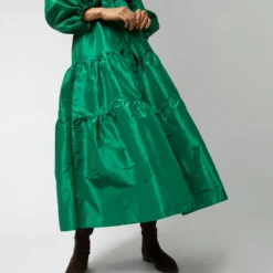 Isla Shirtdress In Green Silk Taffeta -Modezzia Sales S71411 135