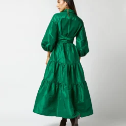 Isla Shirtdress In Green Silk Taffeta -Modezzia Sales S71411 72