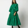 Isla Shirtdress In Green Silk Taffeta