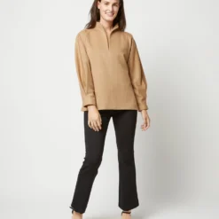 Violet Top In Camel Hair Flannel