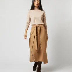Brooke Tie-Waist Skirt In Camel Hair Flannel 13 Brooke Tie-Waist Skirt In Camel Hair Flannel -Modezzia Sales S71413 1594