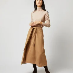 Brooke Tie-Waist Skirt In Camel Hair Flannel 16 Brooke Tie-Waist Skirt In Camel Hair Flannel -Modezzia Sales S71413 1601