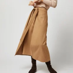 Brooke Tie-Waist Skirt In Camel Hair Flannel 18 Brooke Tie-Waist Skirt In Camel Hair Flannel -Modezzia Sales S71413 1612