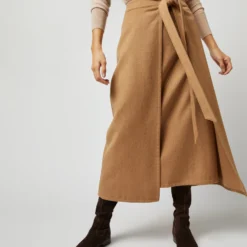 Brooke Tie-Waist Skirt In Camel Hair Flannel 20 Brooke Tie-Waist Skirt In Camel Hair Flannel -Modezzia Sales S71413 1645