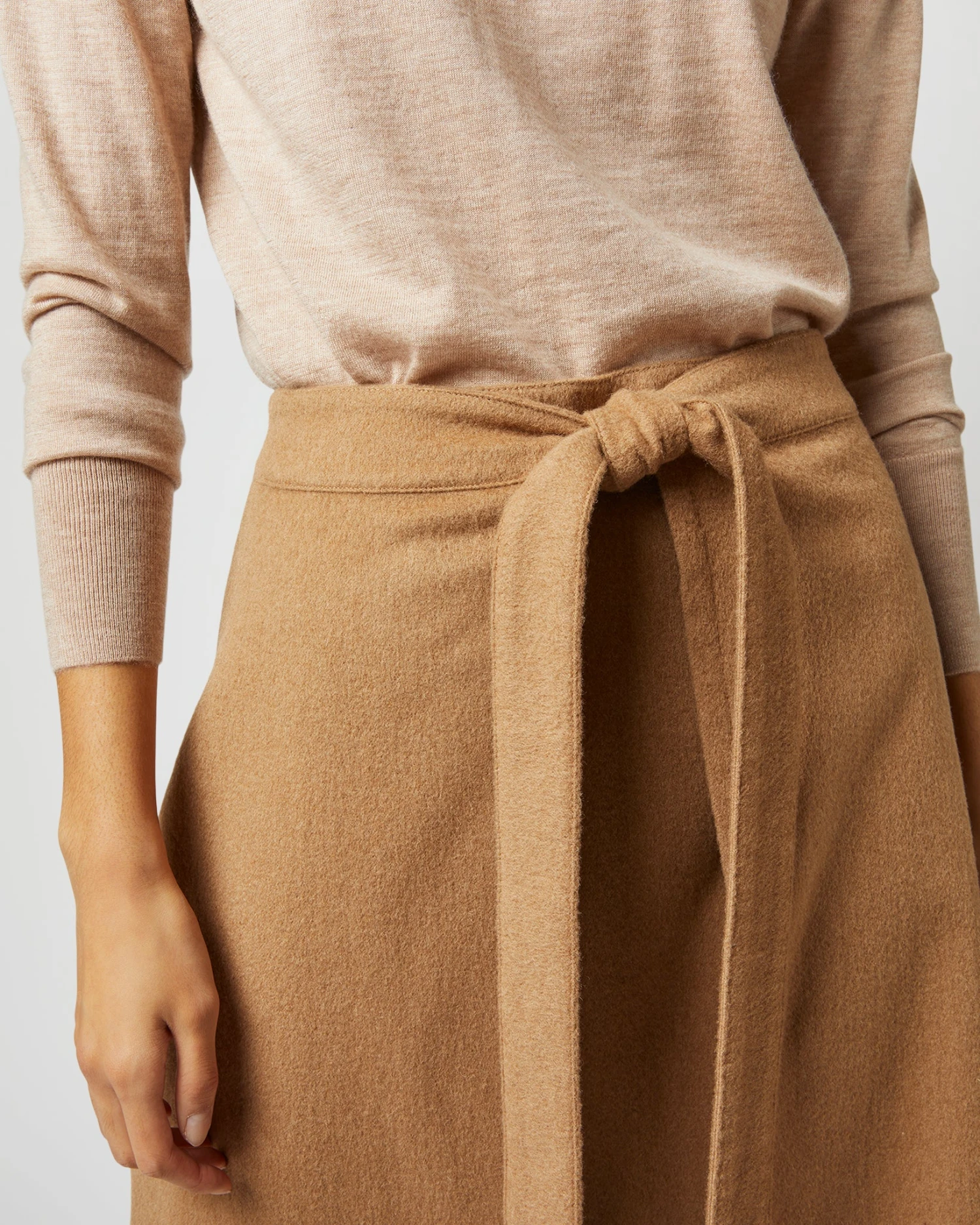 Brooke Tie-Waist Skirt In Camel Hair Flannel 10 Brooke Tie-Waist Skirt In Camel Hair Flannel - Image 8