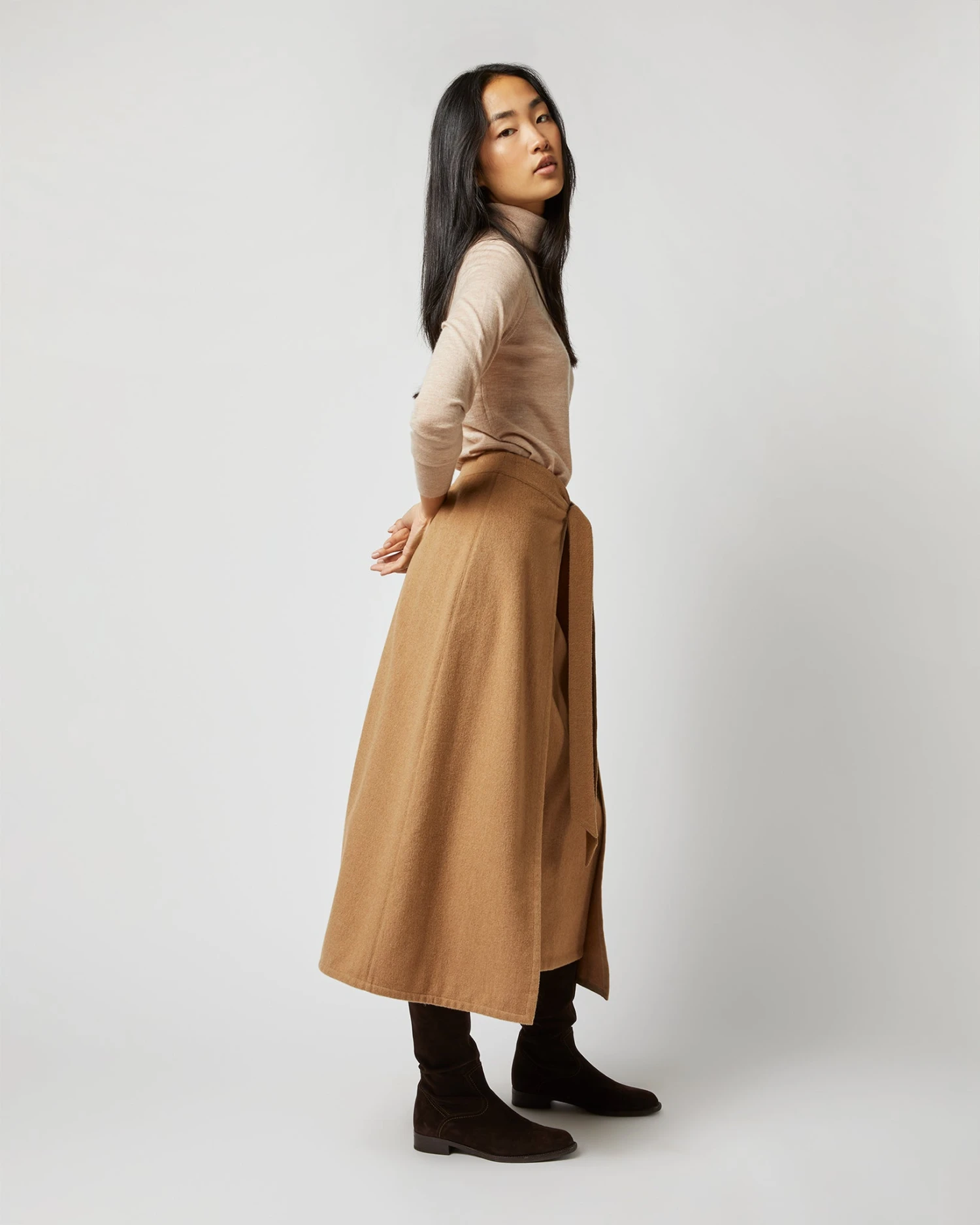 Brooke Tie-Waist Skirt In Camel Hair Flannel 6 Brooke Tie-Waist Skirt In Camel Hair Flannel - Image 4