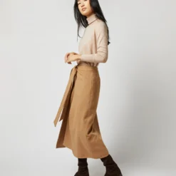 Brooke Tie-Waist Skirt In Camel Hair Flannel 14 Brooke Tie-Waist Skirt In Camel Hair Flannel -Modezzia Sales S71413 1692