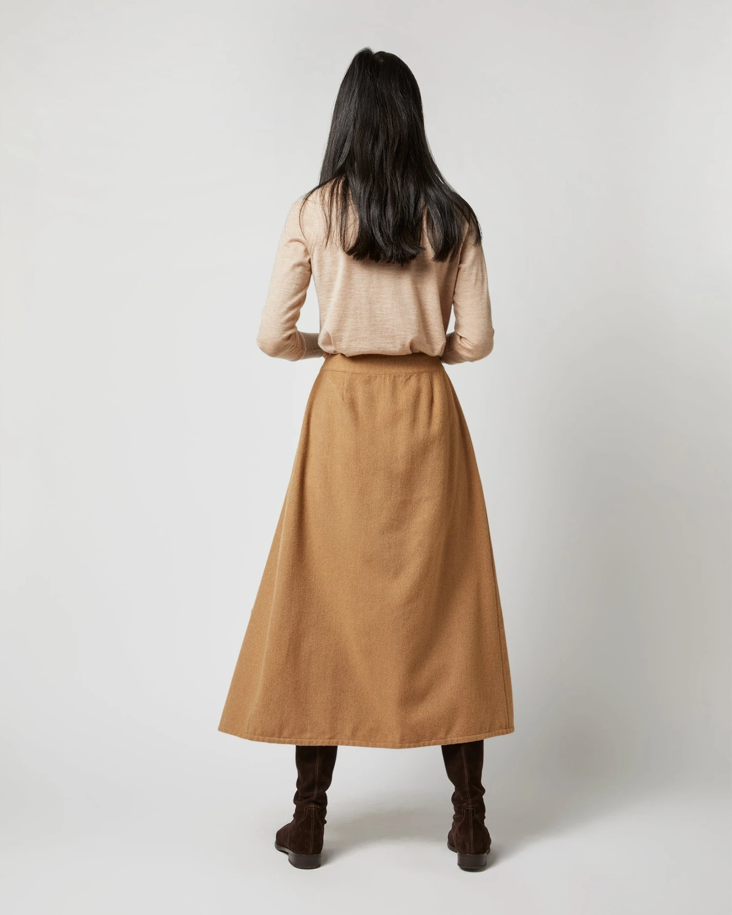 Brooke Tie-Waist Skirt In Camel Hair Flannel 8 Brooke Tie-Waist Skirt In Camel Hair Flannel - Image 6
