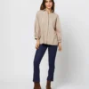 Volume Kimono Shirt In Camel Brushed Herringbone -Modezzia Sales S71415 4392