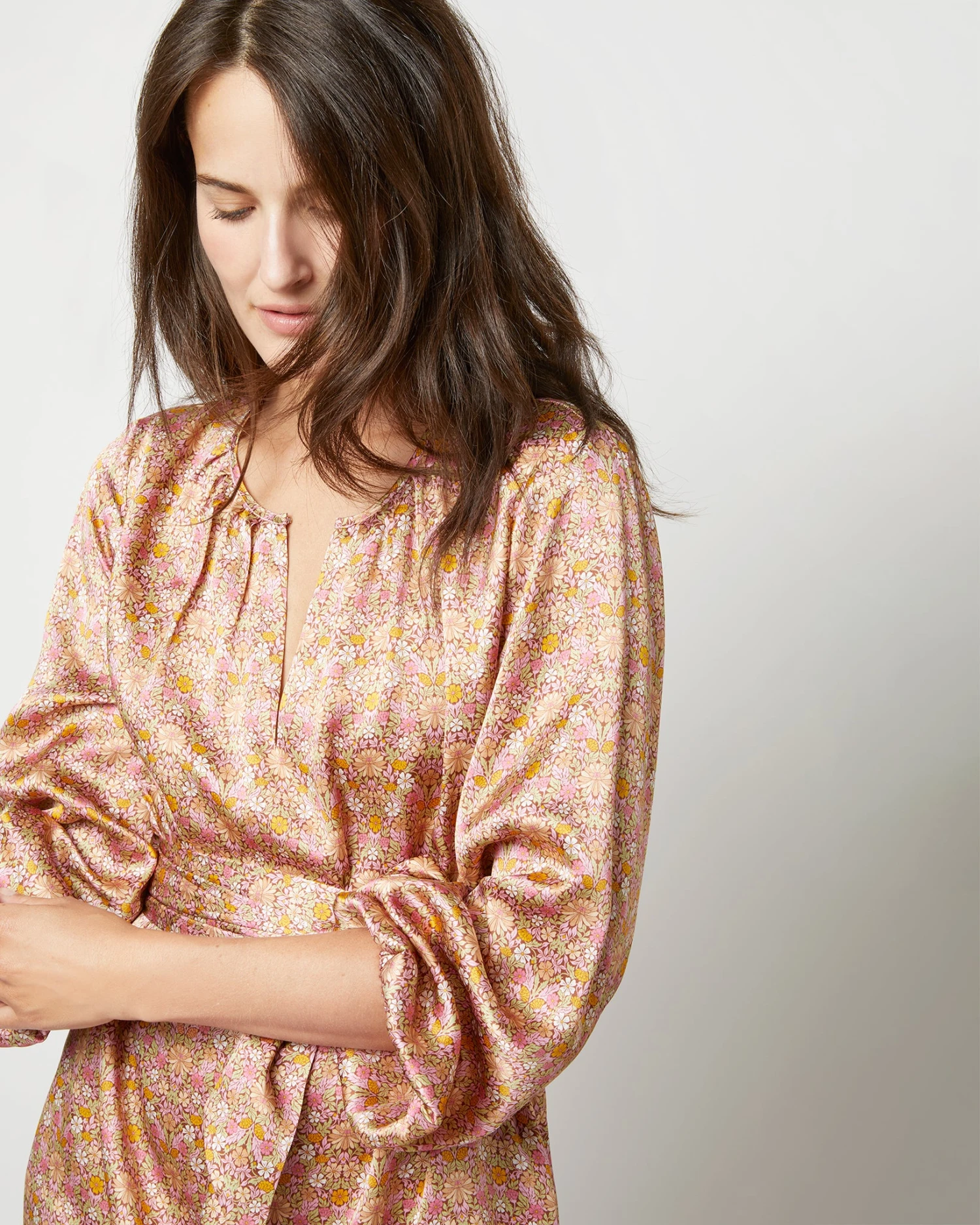 Aba Maxi Dress In Rose Moon Flower Liberty Fabric Silk 4 Aba Maxi Dress In Rose Moon Flower Liberty Fabric Silk - Image 2