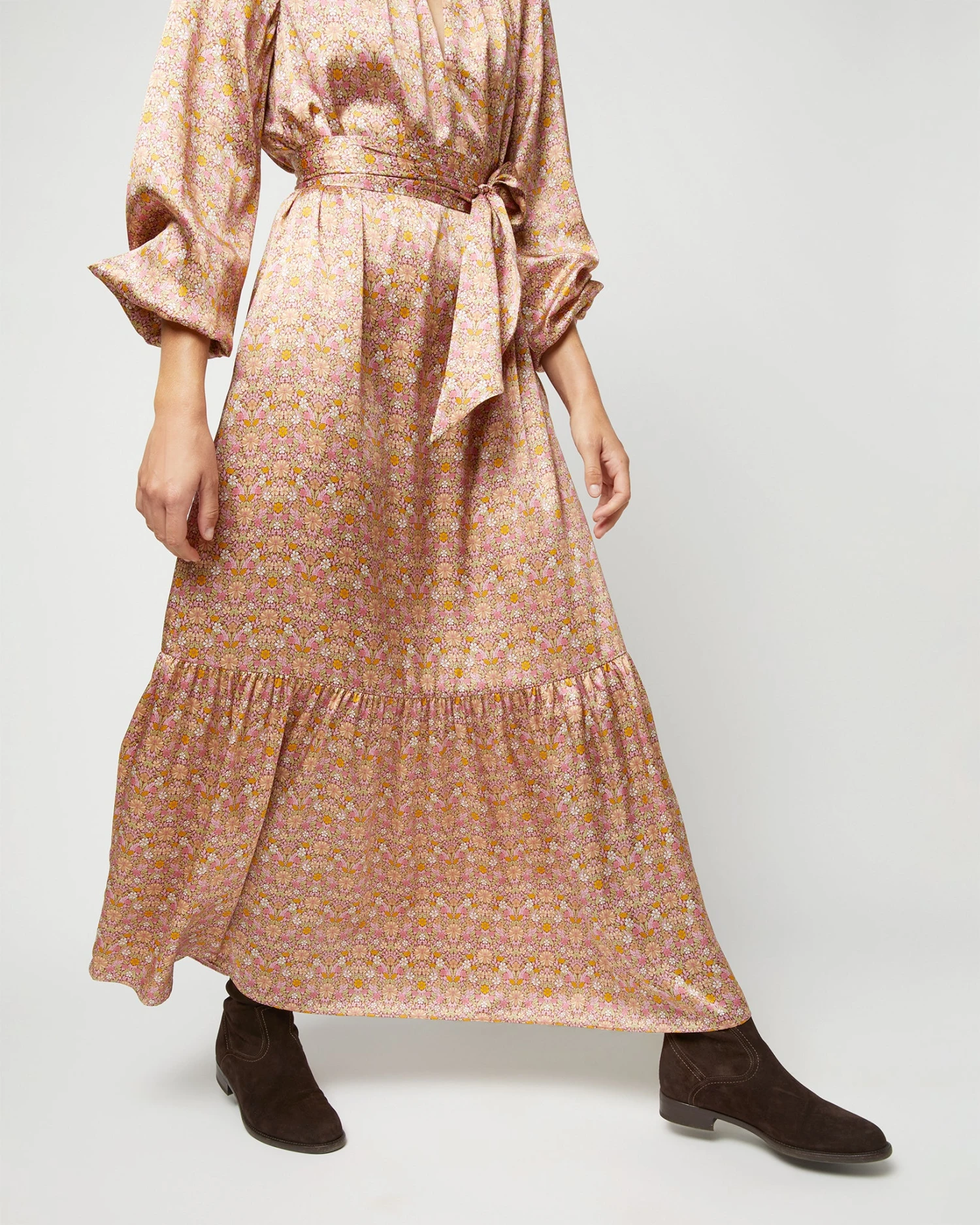 Aba Maxi Dress In Rose Moon Flower Liberty Fabric Silk 12 Aba Maxi Dress In Rose Moon Flower Liberty Fabric Silk - Image 10