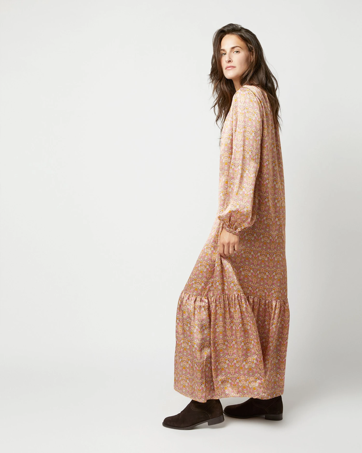 Aba Maxi Dress In Rose Moon Flower Liberty Fabric Silk 13 Aba Maxi Dress In Rose Moon Flower Liberty Fabric Silk - Image 11