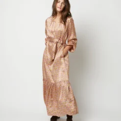 Aba Maxi Dress In Rose Moon Flower Liberty Fabric Silk 20 Aba Maxi Dress In Rose Moon Flower Liberty Fabric Silk -Modezzia Sales S71417 916