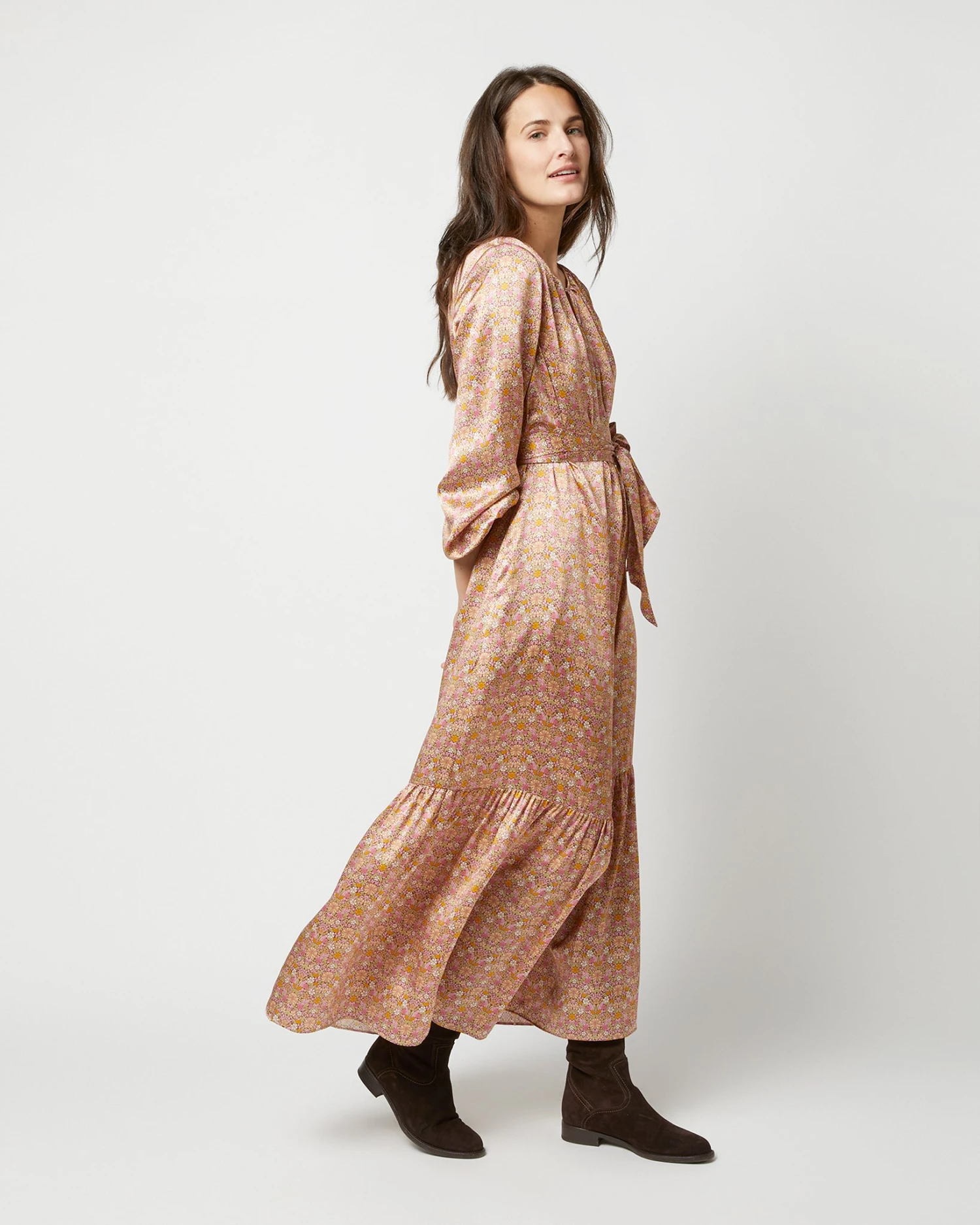 Aba Maxi Dress In Rose Moon Flower Liberty Fabric Silk 7 Aba Maxi Dress In Rose Moon Flower Liberty Fabric Silk - Image 5