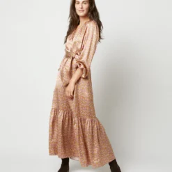 Aba Maxi Dress In Rose Moon Flower Liberty Fabric Silk