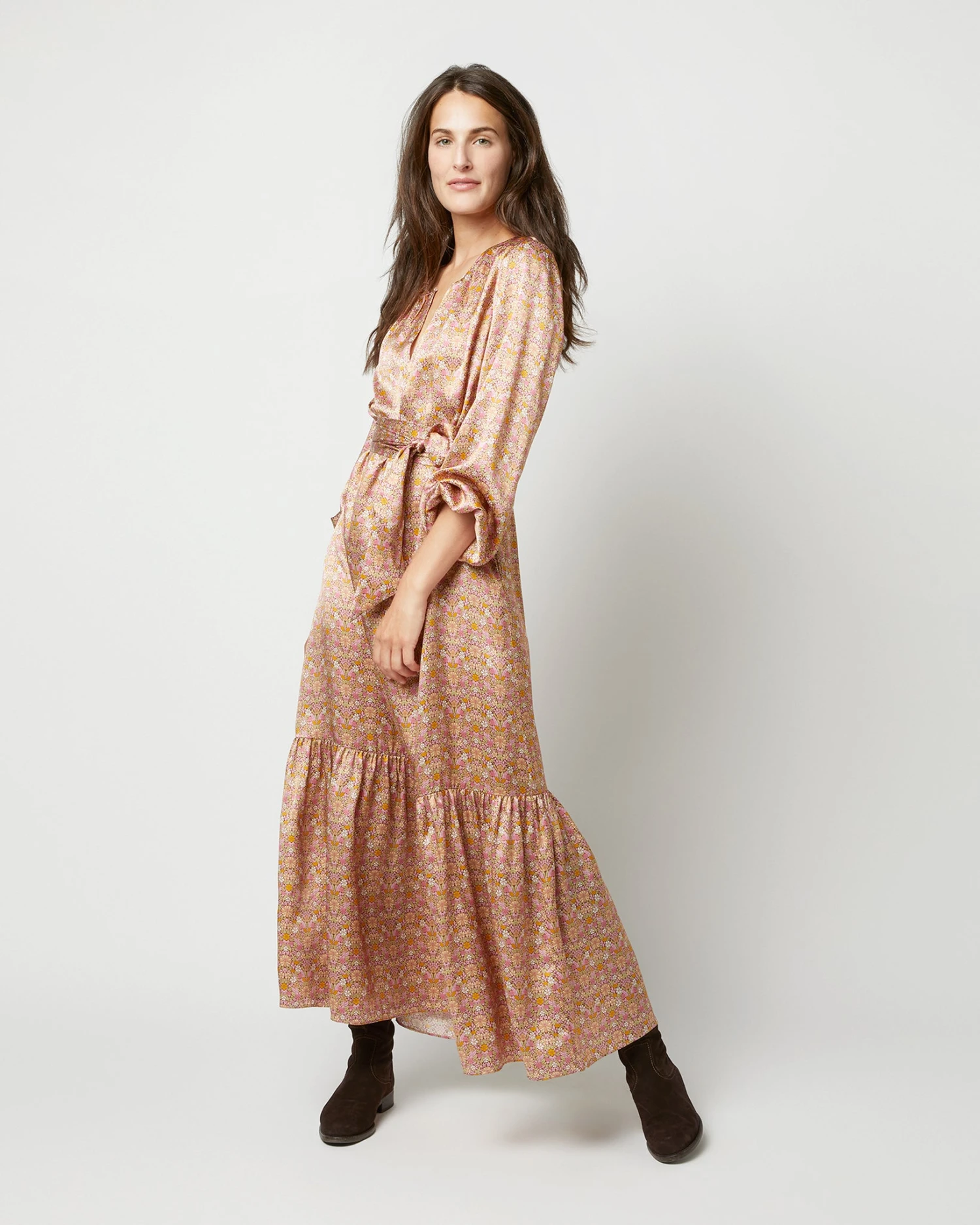 Aba Maxi Dress In Rose Moon Flower Liberty Fabric Silk 3 Aba Maxi Dress In Rose Moon Flower Liberty Fabric Silk