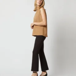 Sleeveless Ana Top In Camel Double-Faced Melton -Modezzia Sales S71418 1821