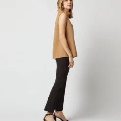 Sleeveless Ana Top In Camel Double-Faced Melton -Modezzia Sales S71418 1844